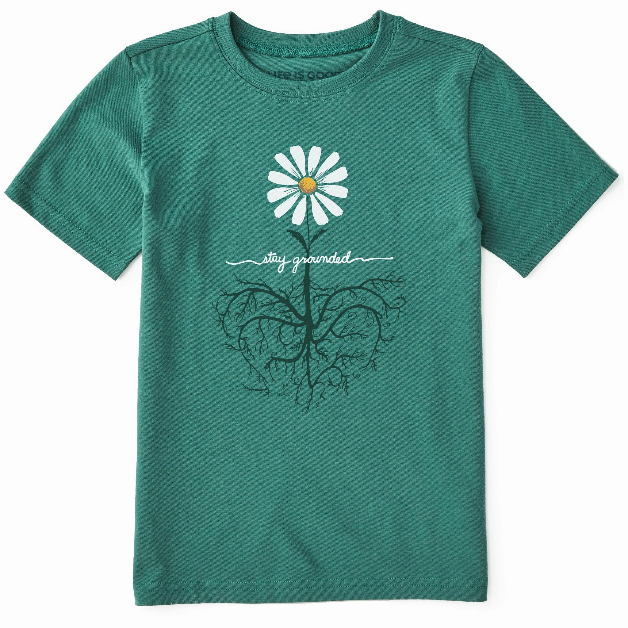 Kids Stay Grounded Short Sleeve Crusher Tee City Casual Layered Collar