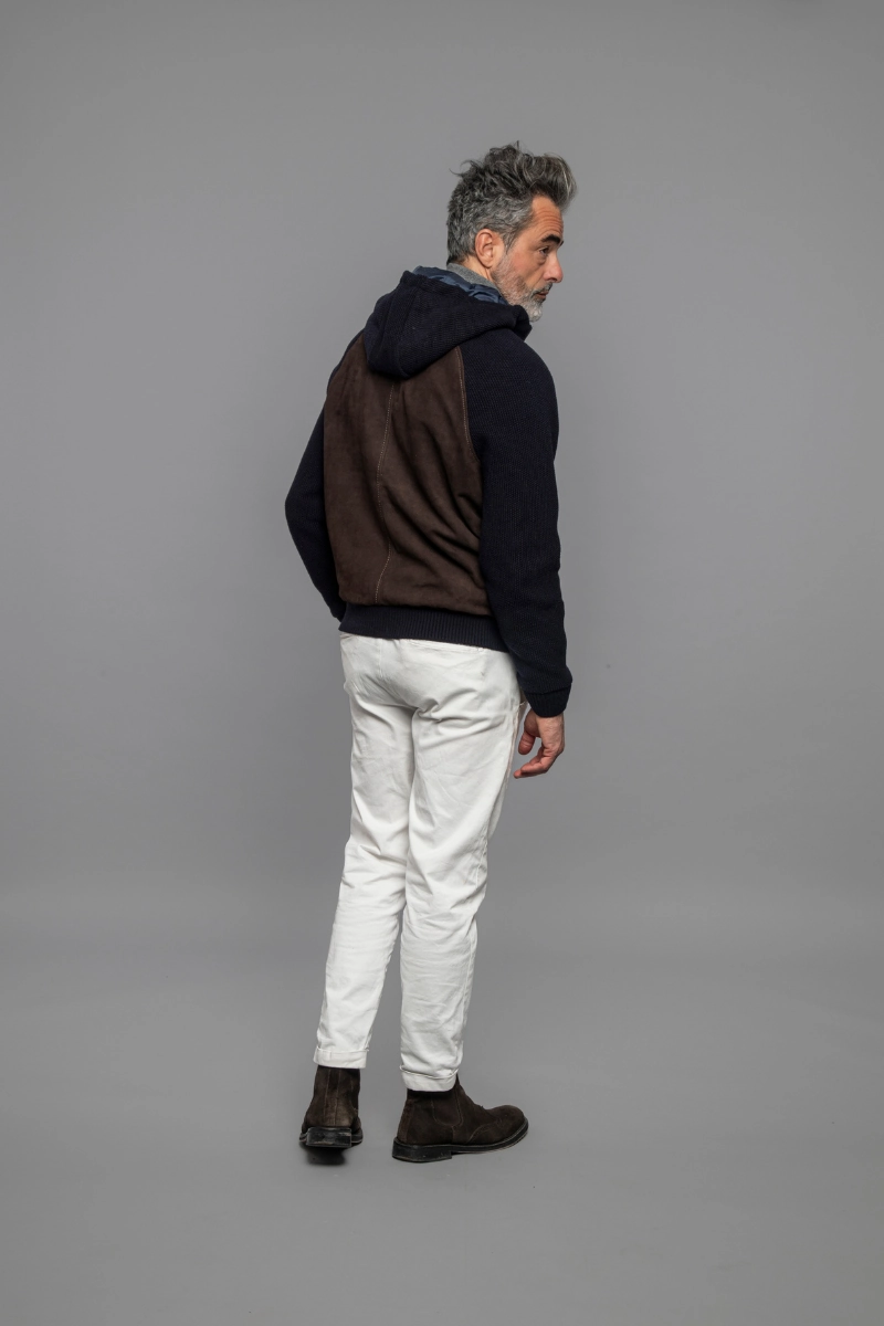 suitable for offline stores Multi Pocket Doris Knit Leather Jacket