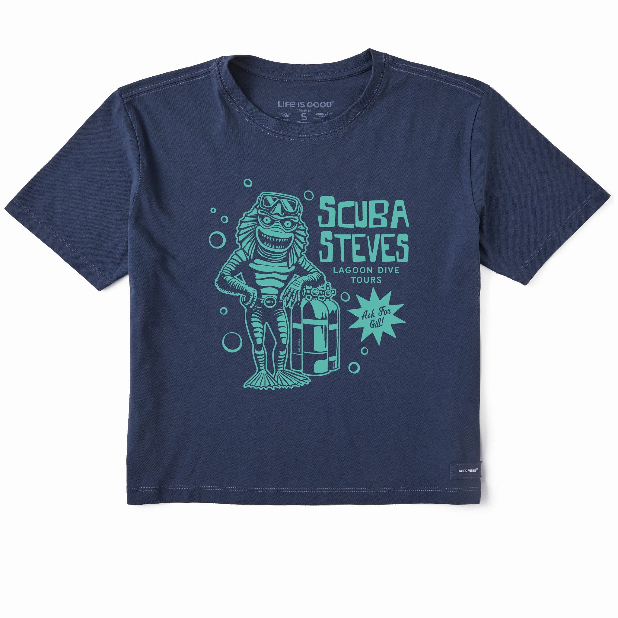 AllDay Comfort Women's Scuba Steve's Lagoon Dive Tours Short Sleeve Crusher Boxy Tee