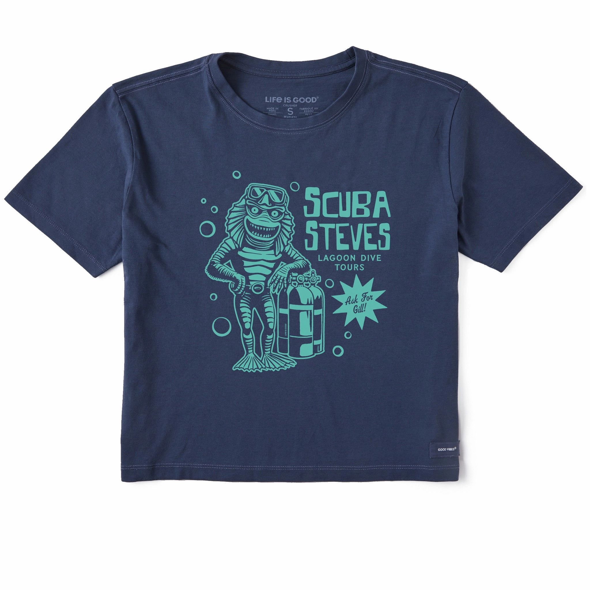 Women's Scuba Steve's Lagoon Dive Tours Short Sleeve Crusher Boxy Tee Comfort Flex Soft Touch
