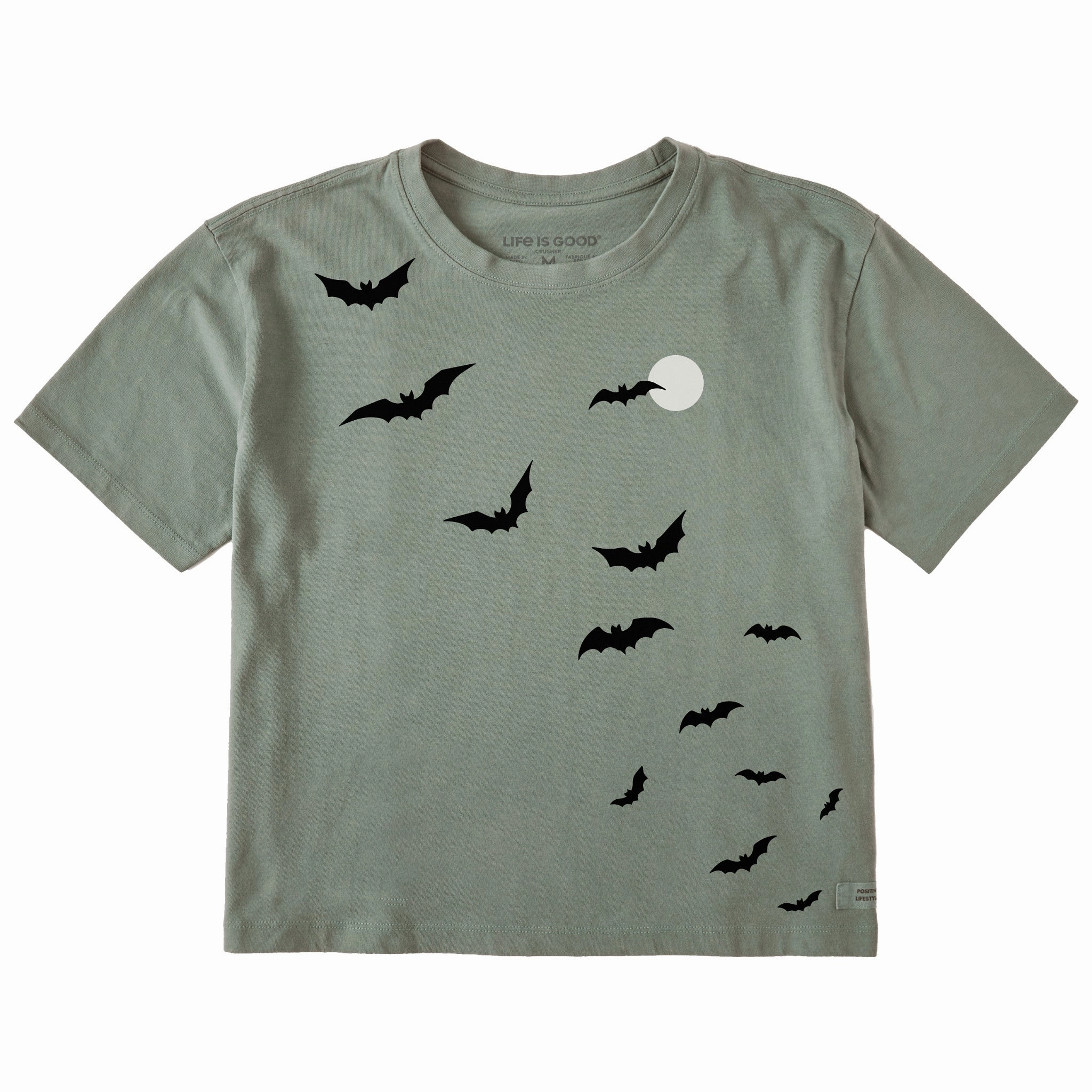 Women's Scattered Bats Short Sleeve Crusher Boxy Tee Modern and Soft