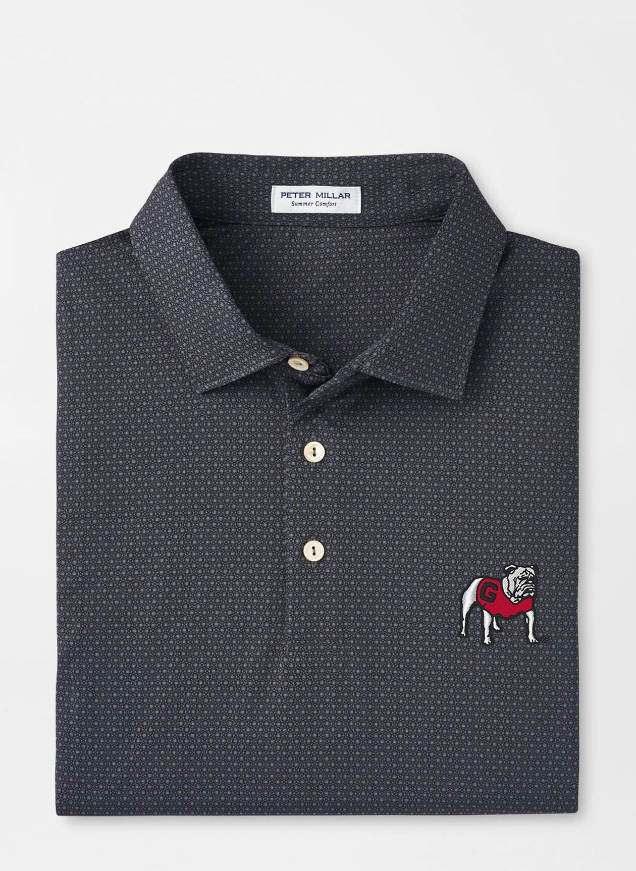 Peter Millar Georgia Standing Bulldog Tesseract Performance Jersey Polo Breathable Underarm Vents