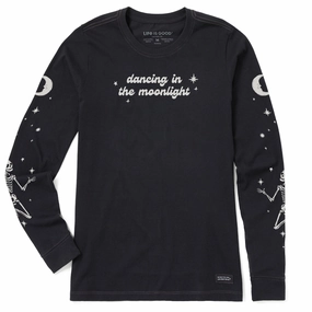 DoubleStitchedHem Women's Dancing in the Moonlight Long Sleeve Crusher Tee