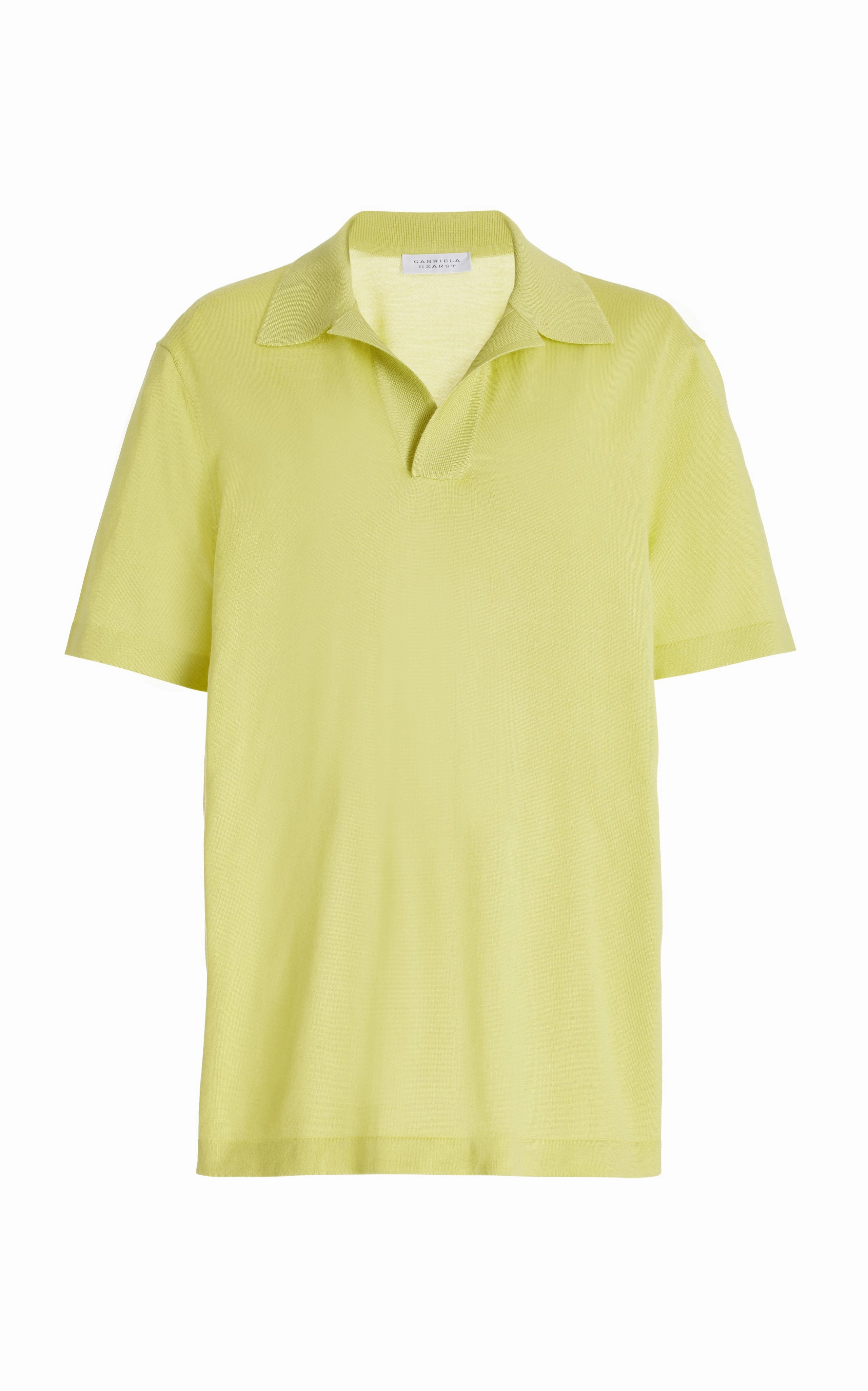 Stendhal Knit Short Sleeve Polo in Lime Adamite Cashmere Lounge Outfit Closet Essential