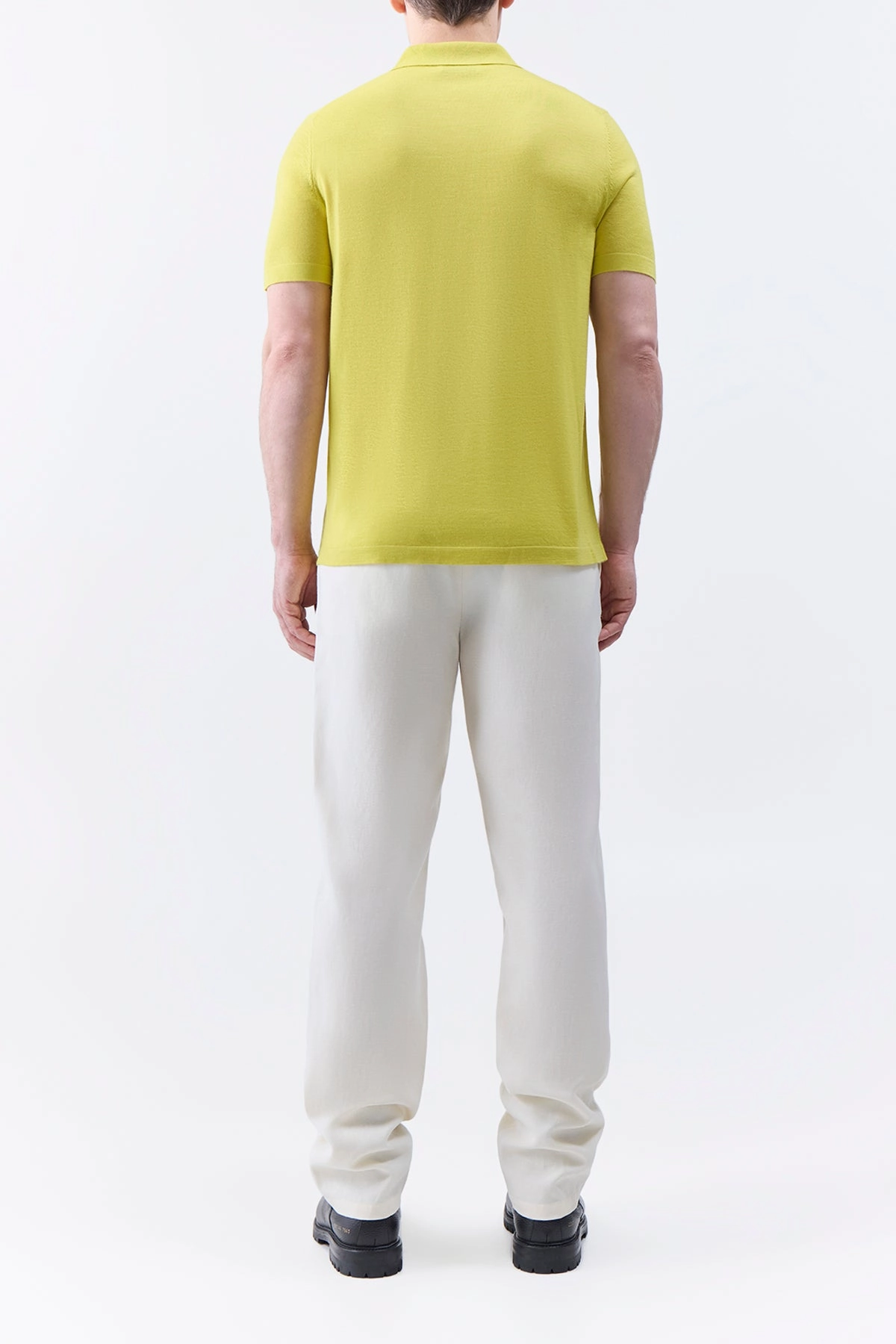 Stendhal Knit Short Sleeve Polo in Lime Adamite Cashmere Relax Daily