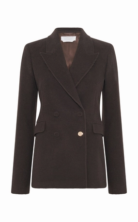 Stephanie Blazer in Chocolate Fine Cashmere Corduroy Chic Fit Wear Flattering Tailoring