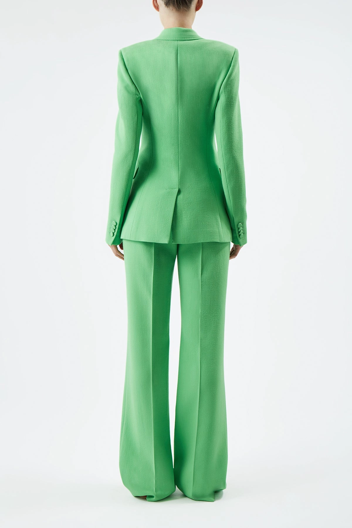 Stephanie Blazer in Fluorescent Green Virgin Wool Crepe Refined Style