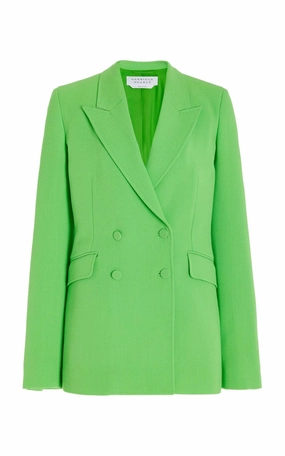 Stephanie Blazer in Fluorescent Green Virgin Wool Crepe Contemporary Tailoring