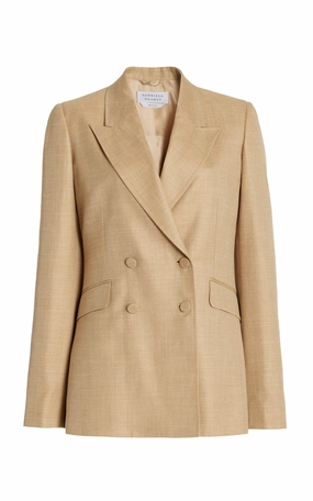 Contemporary Comfort Timeless elegance Stephanie Blazer in Hay Virgin Wool and Silk Linen