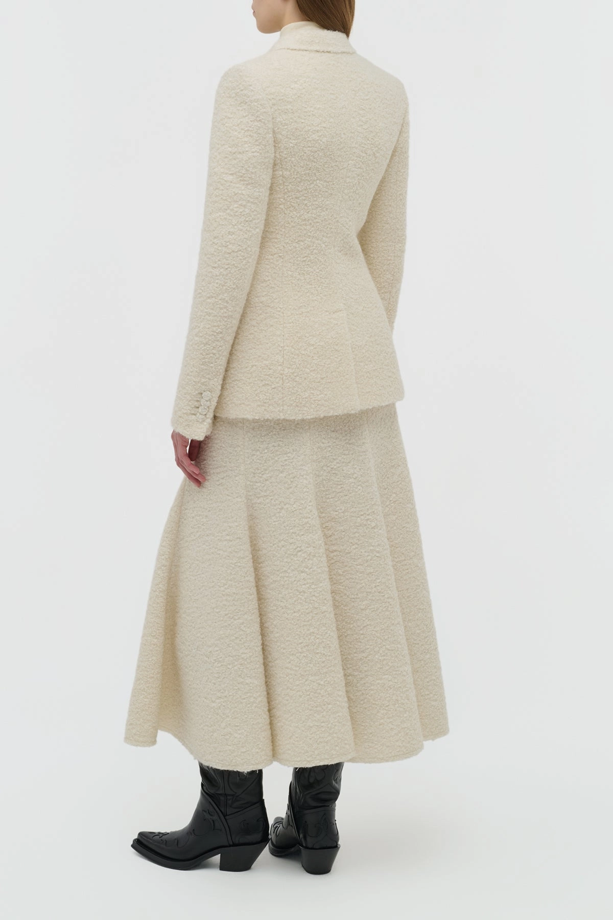 Stephanie Blazer in Ivory Recycled Cashmere Boucle Flexible Fit Perfect Fit Design