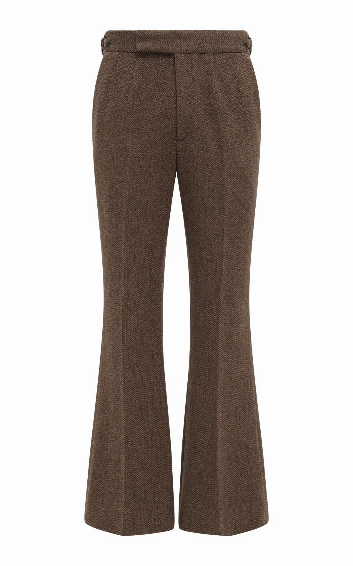 Stevie Pant in Chocolate Multi Virgin Wool Cashmere Herringbone Thermal Regulating Fabric