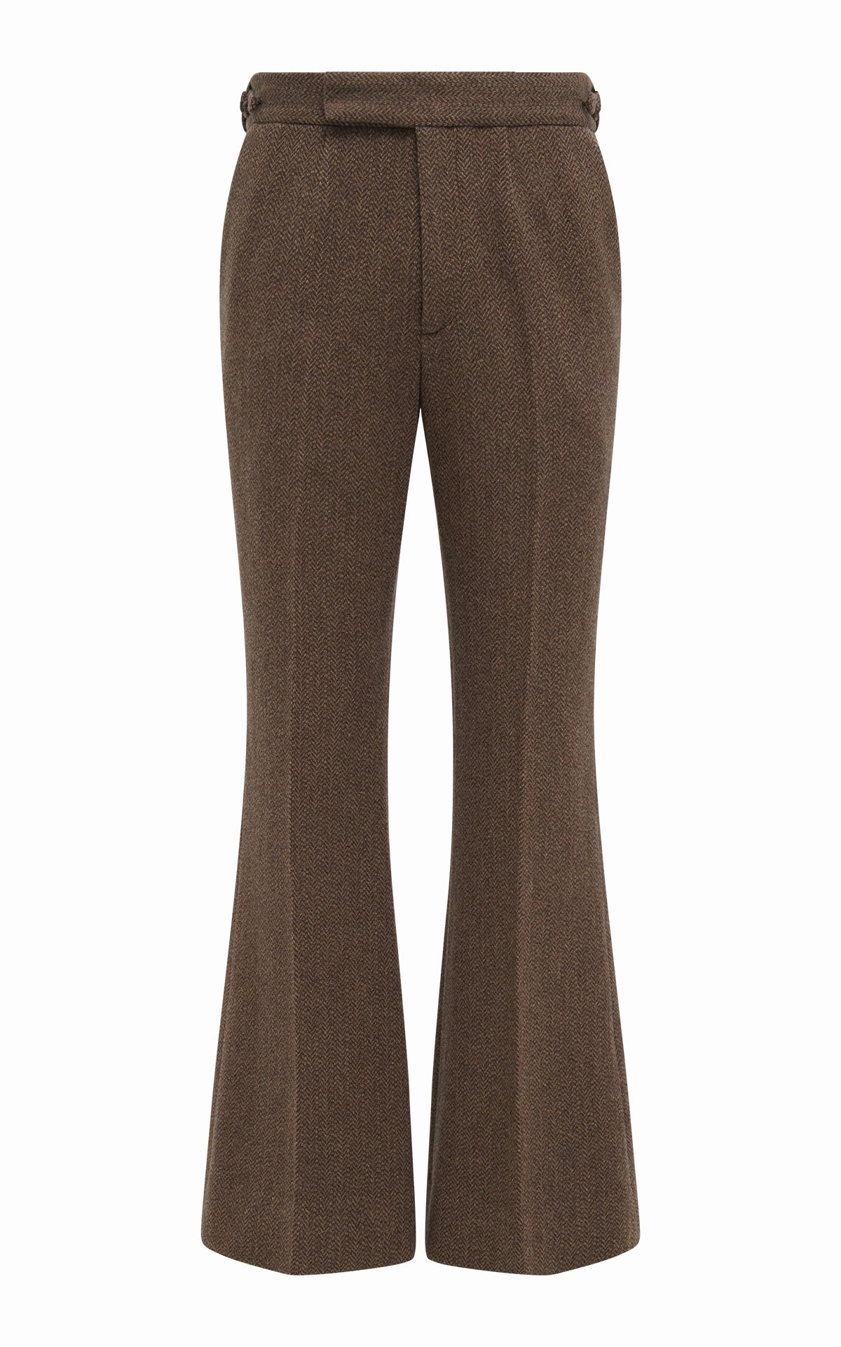 WaterproofTechnology Basic Utility Stevie Pant in Chocolate Multi Virgin Wool Cashmere Herringbone