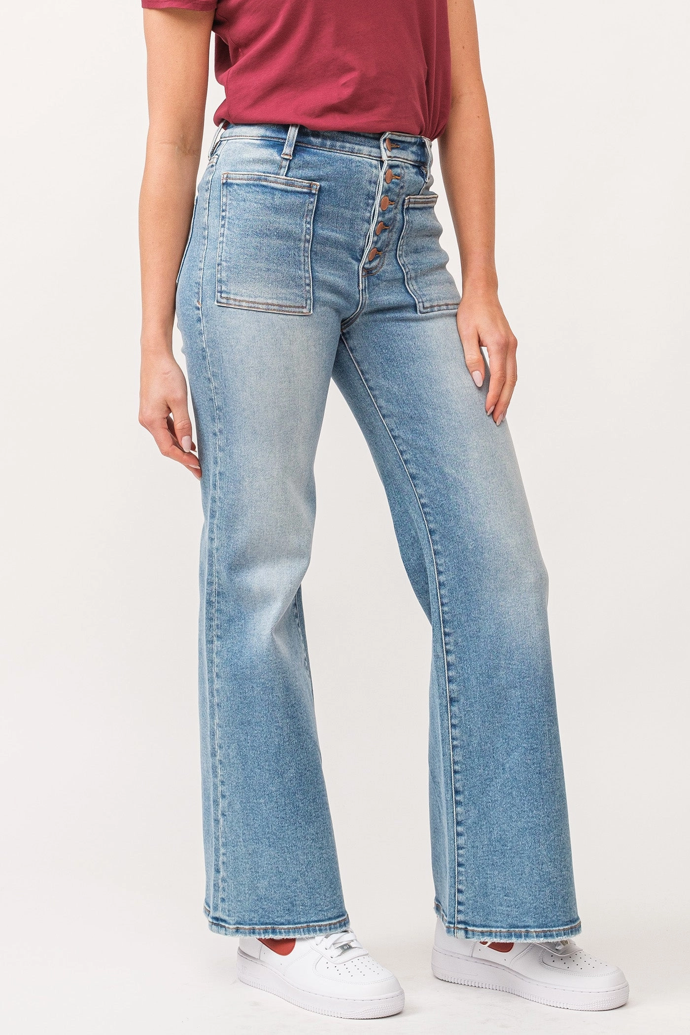 Utility Look Dear John Fiona High Rise Clean Hem Wide Leg Jeans Ardmore