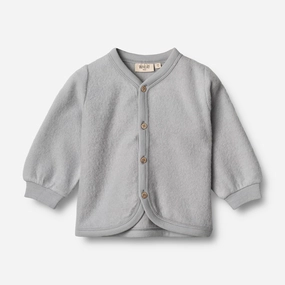 Wool Fleece Cardigan | Baby - winter sky Warm in winter hook accents