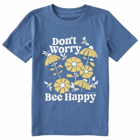 Lightweight Design Kids Don't Worry Bee Happy Short Sleeve Crusher Tee