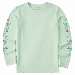 Kids Dancing Frogs and Mushrooms Long Sleeve Crusher Tee High-End Quality
