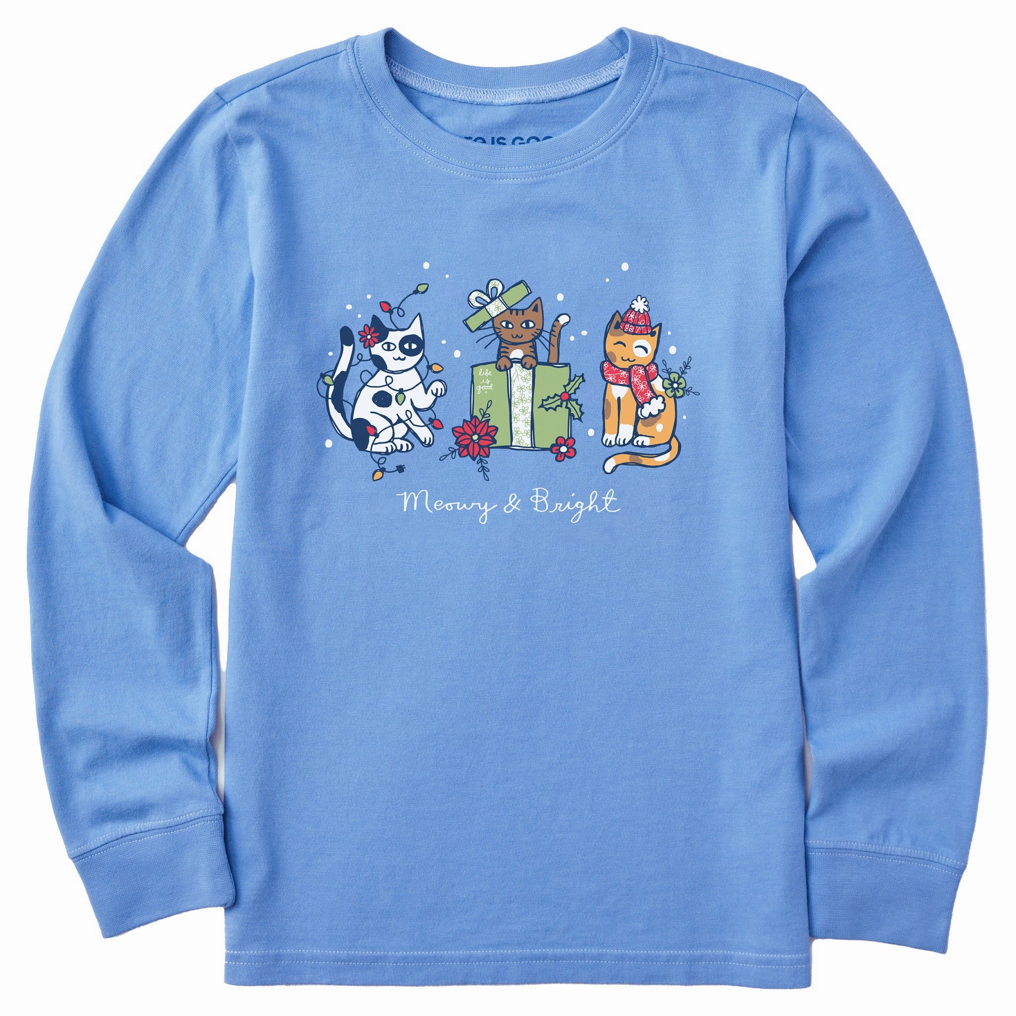 Kids Meowy & Bright Winter Kitties Long Sleeve Crusher Tee Sport Wear Moisture Management Technology