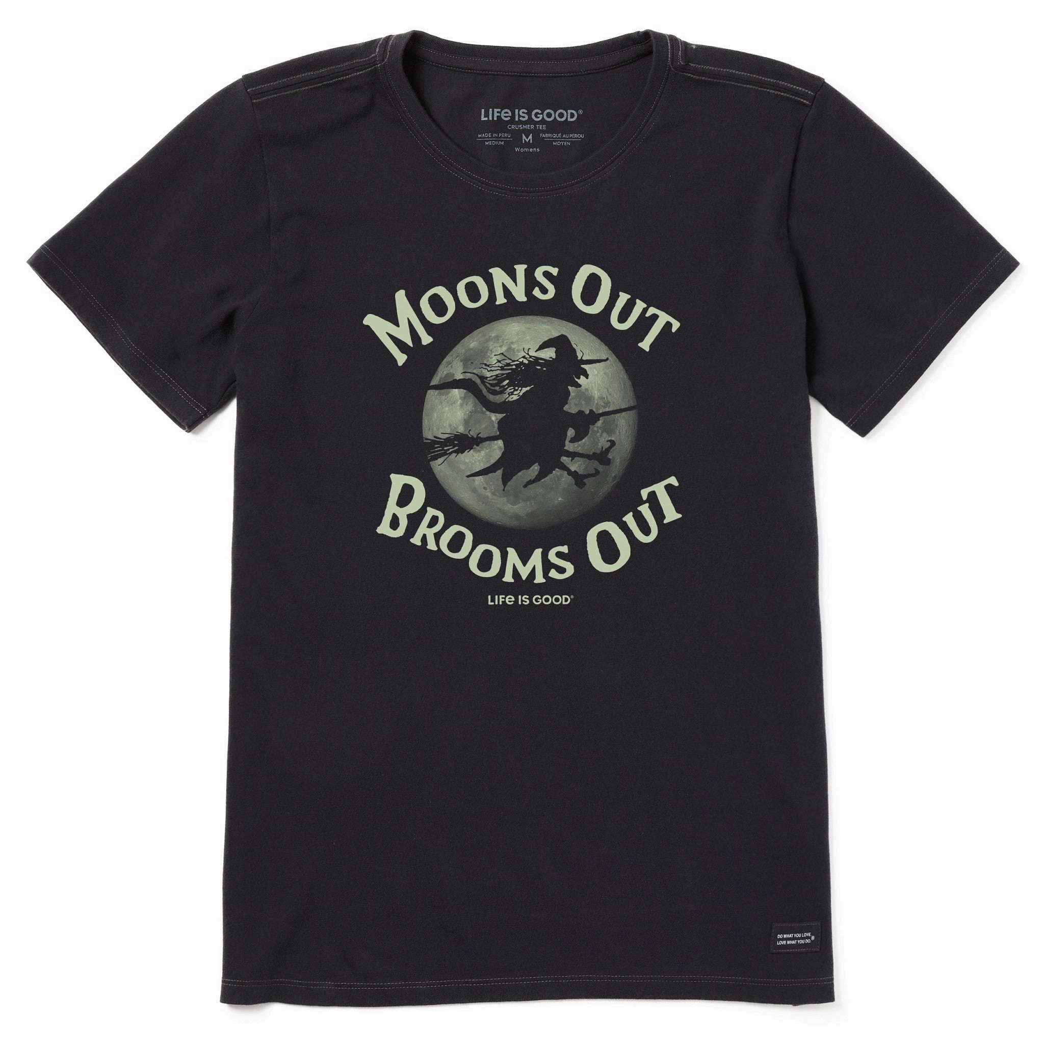 Women's Moon's Out Broom's Out Short Sleeve Crusher Tee Easy Layering