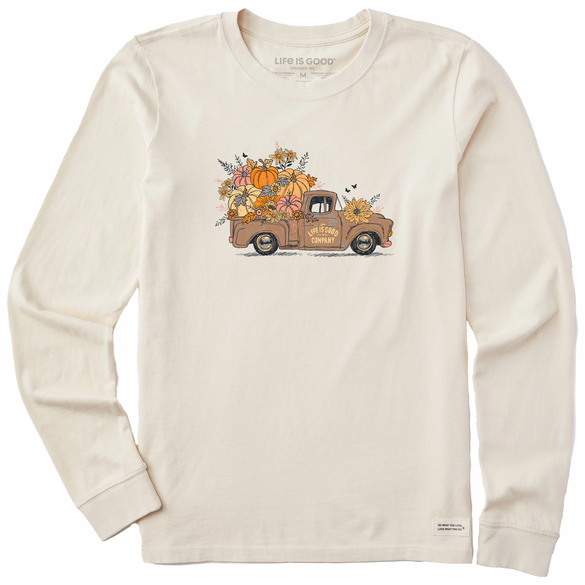 Women's Fall Flowers & Pumpkins Pickup Long Sleeve Crusher Tee Timeless Layering Skin Friendly Lining