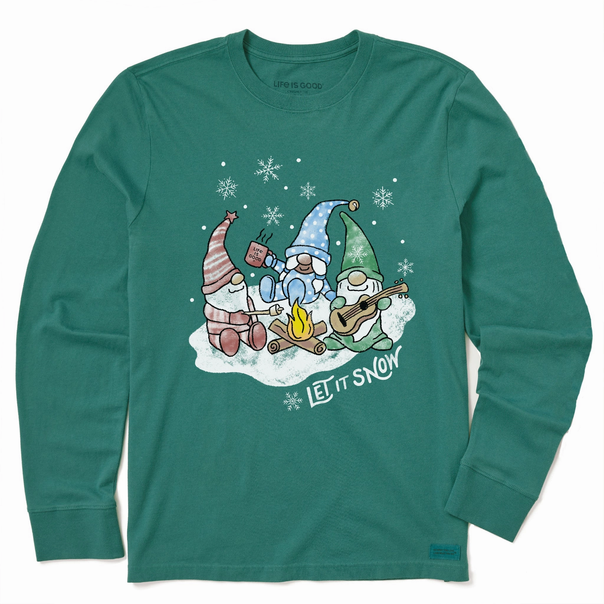 Kids Camping Gnomes Let it Snow Long Sleeve Crusher Tee Cozy And Stylish harmonious
