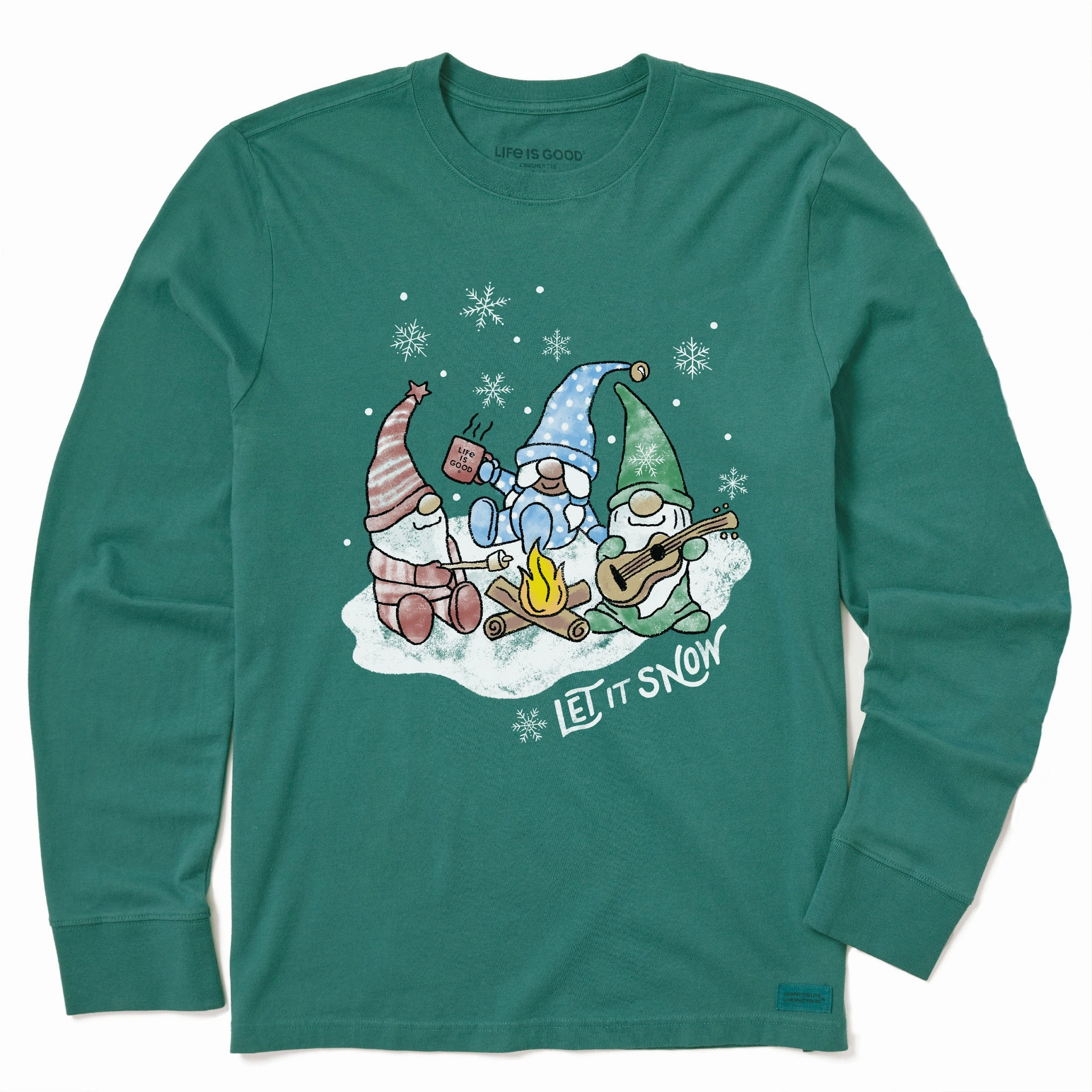 Kids Camping Gnomes Let it Snow Long Sleeve Crusher Tee Modern Fit