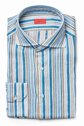 Striped Linen Sport Shirt Cold Weather Wear