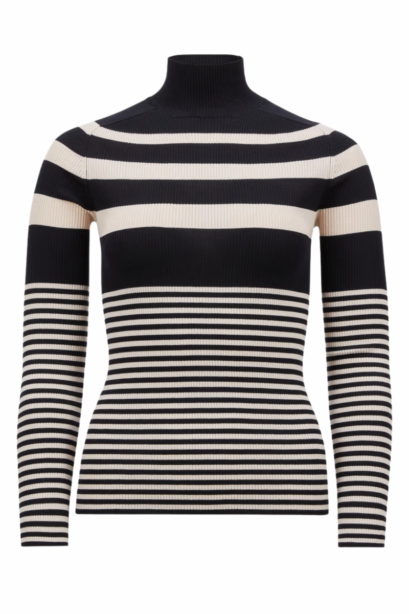 Sleek Performance Winter Essential Striped Turtleneck