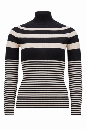 Striped Turtleneck Cold-Weather Layer