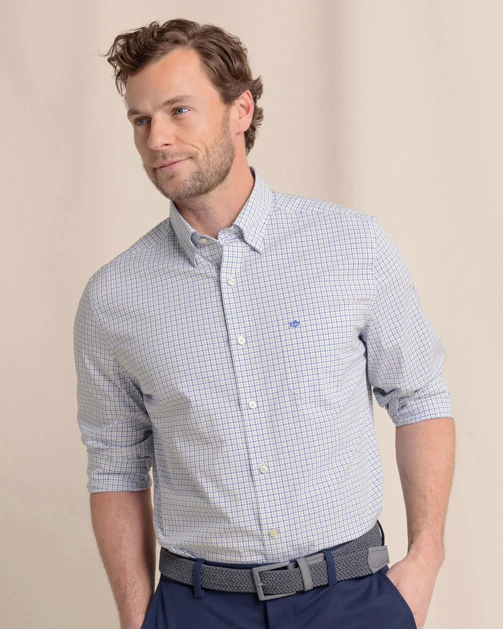 Southern Tide Charleston Balfour Plaid Long Sleeve Sport Shirt product display Short