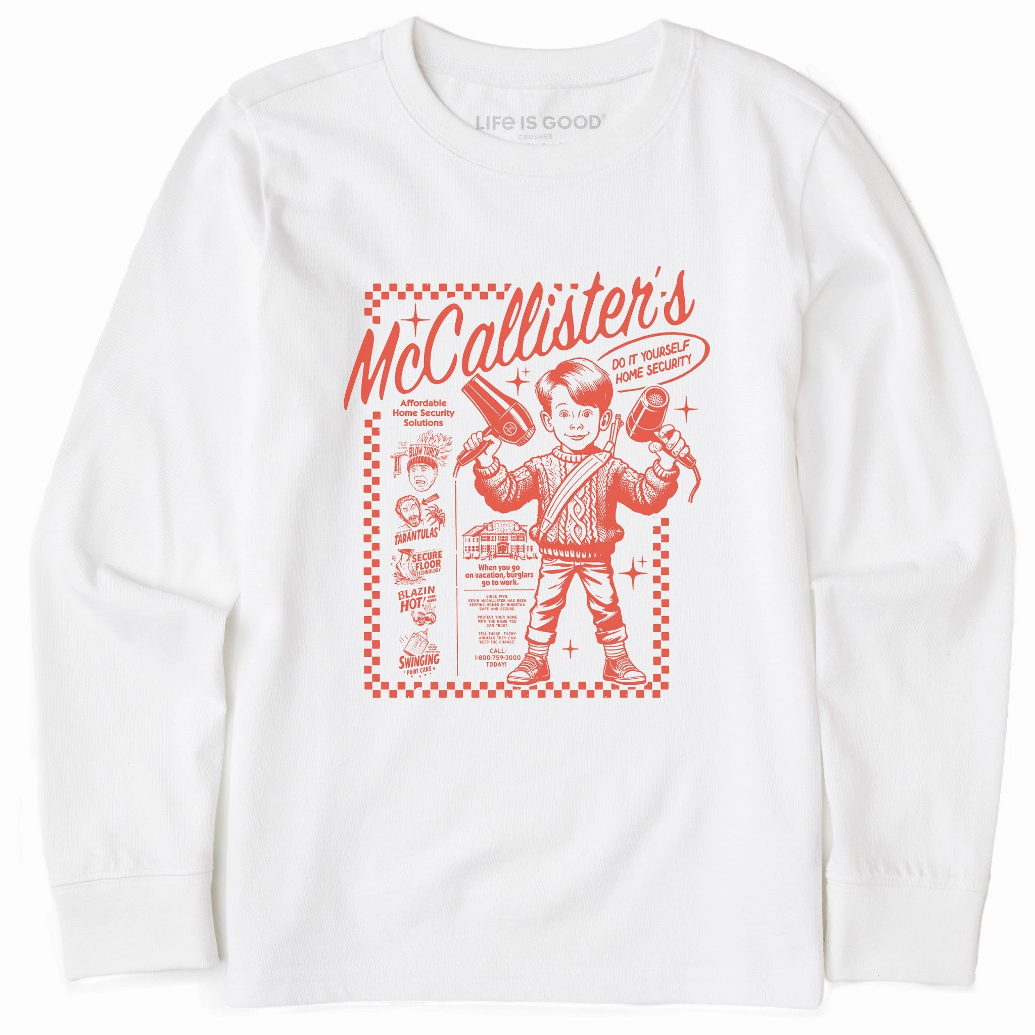 Stylish Wearable Denim combination Kids McCallister's DIY Home Security Long Sleeve Crusher Tee