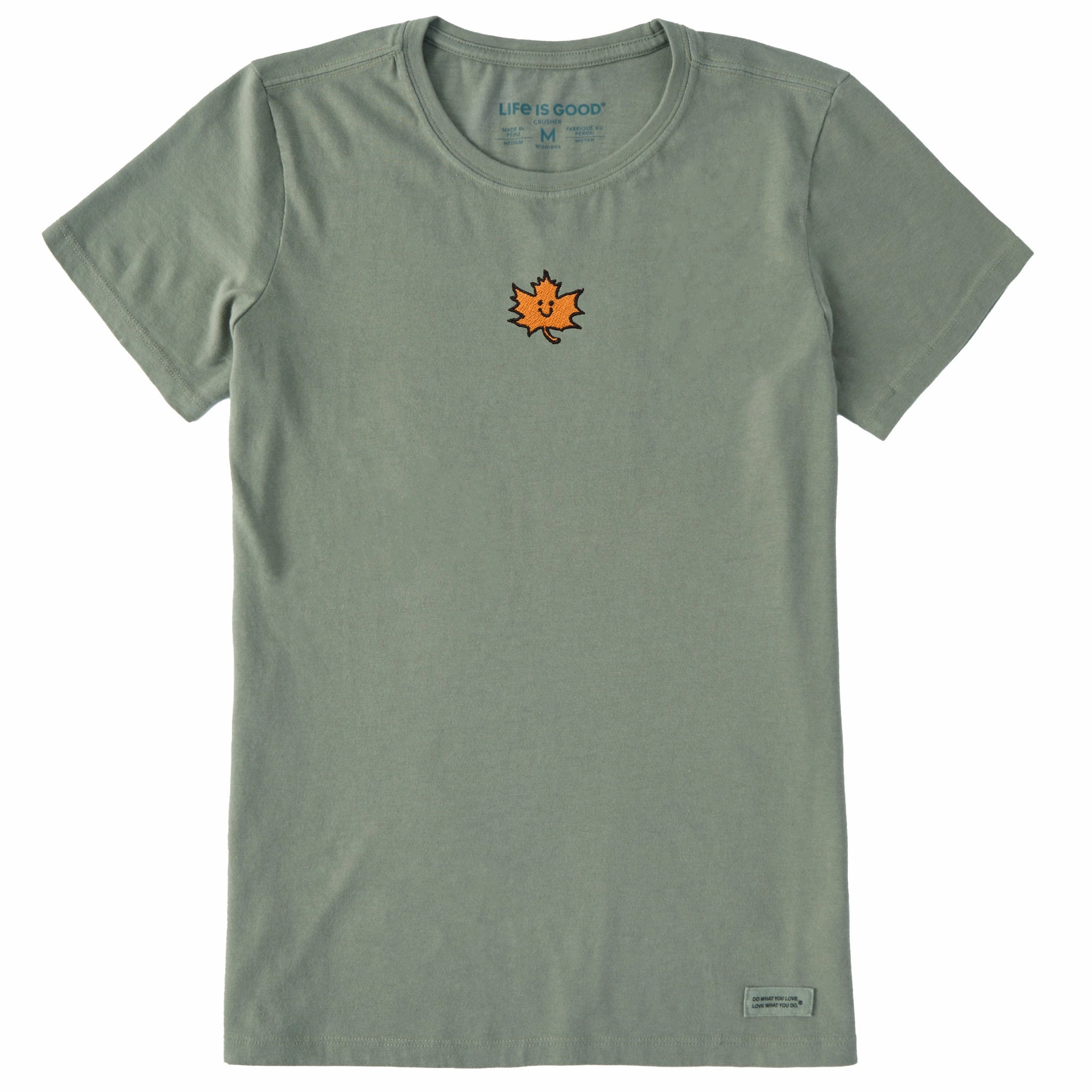 Women's Happy Fall Leaf Short Sleeve Crusher Tee GarmentDyedTexture Running Speed