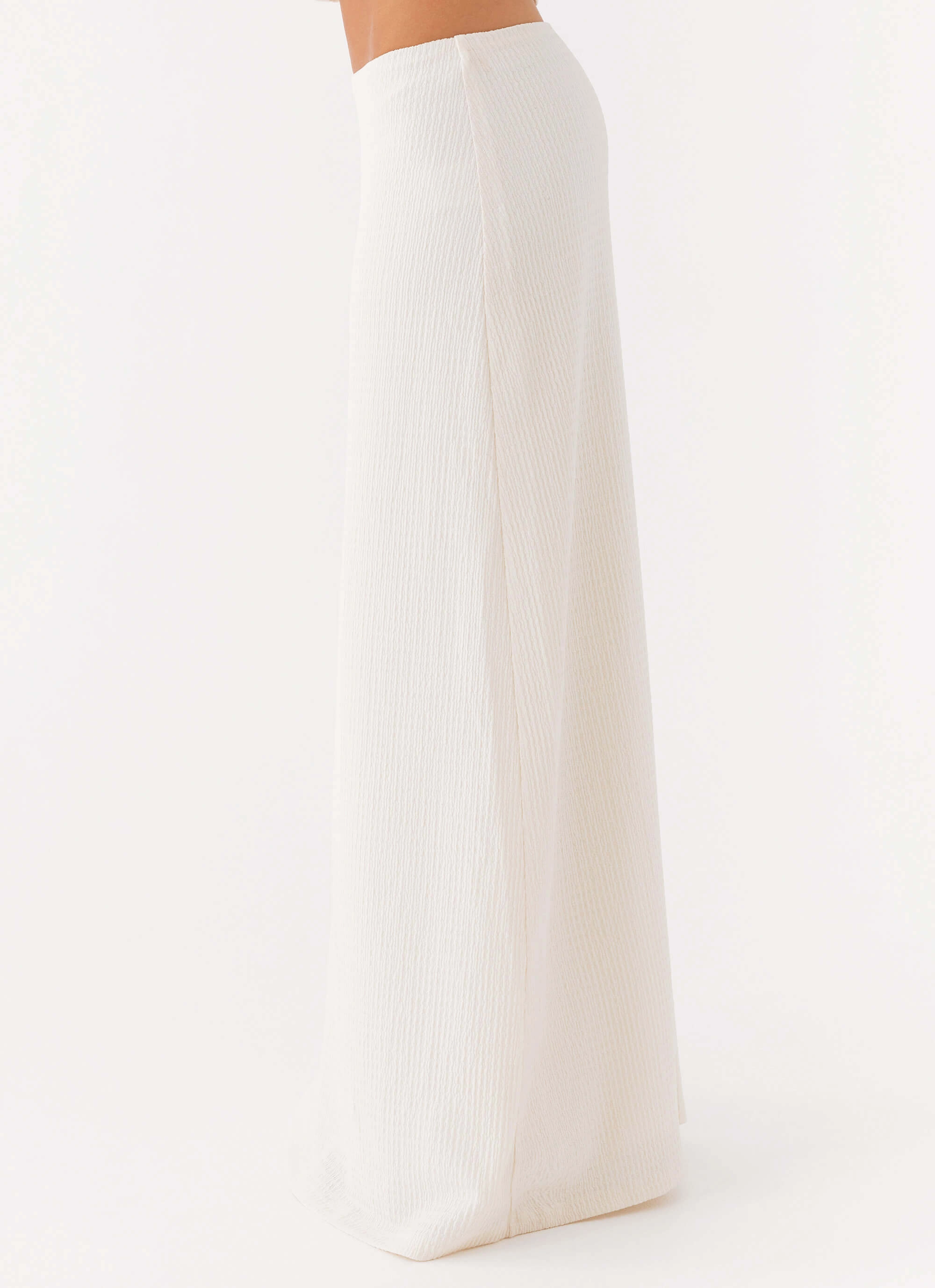Neutral Look Pleated Construction Tatum Low Rise Maxi Skirt - Ivory