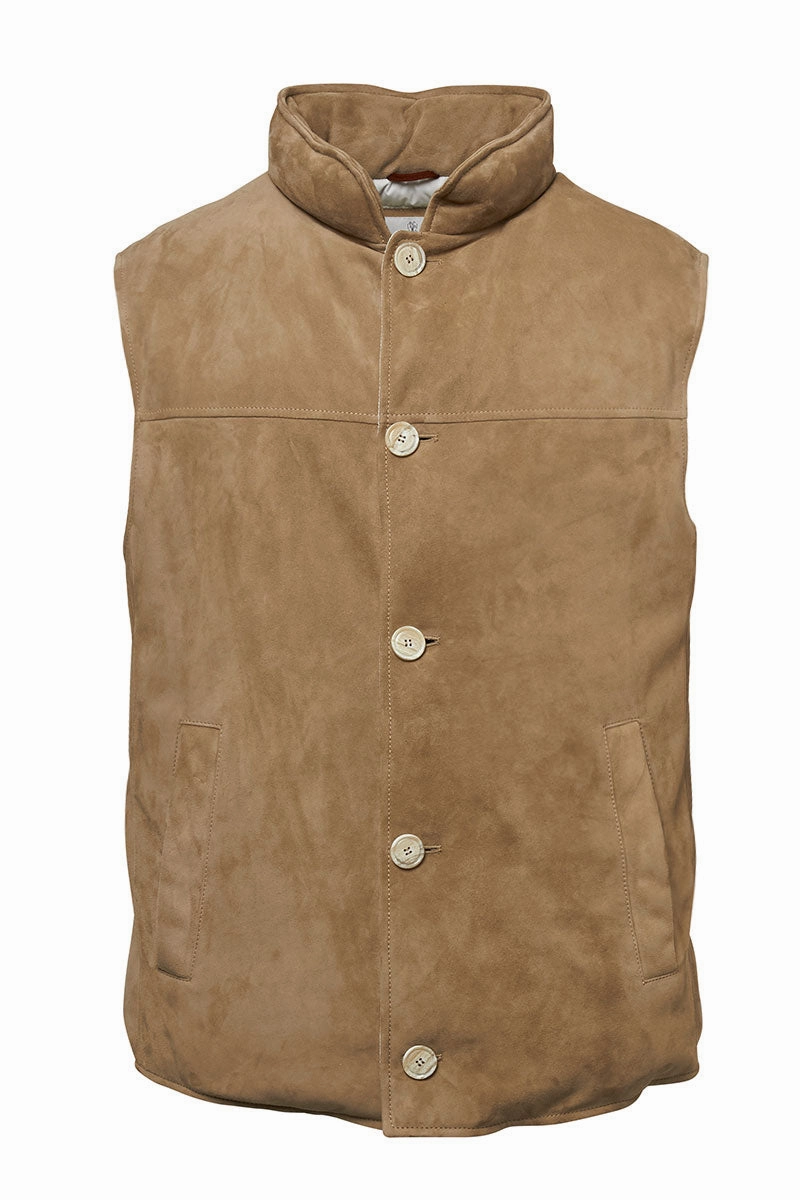 Suede Down Vest TemperatureRegulating Fabric