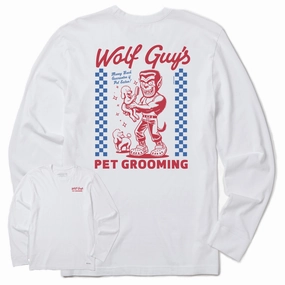 Comfort Design Fit Men's Wolf Guy's Pet Grooming Long Sleeve Crusher Tee