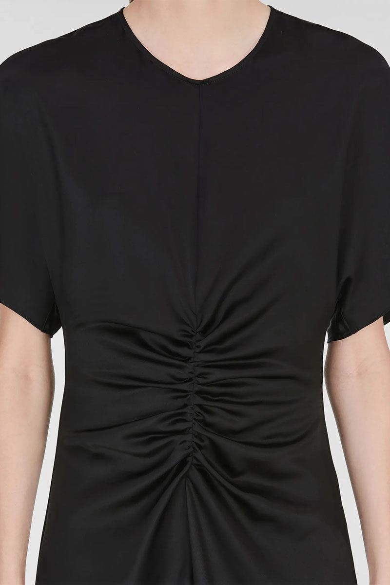 spring outfit Polished Finish Ruched Satin Dress