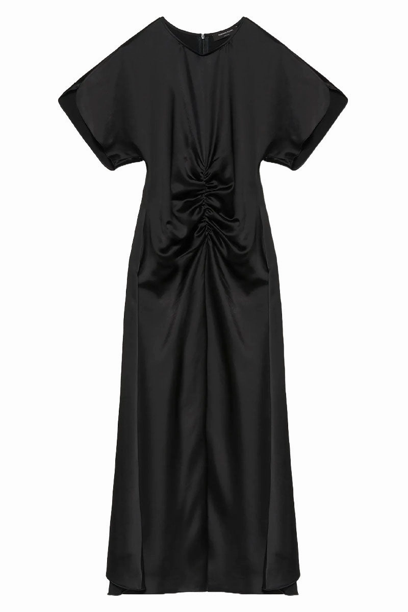 Ruched Satin Dress Polished Motion Lightweight-Comfort