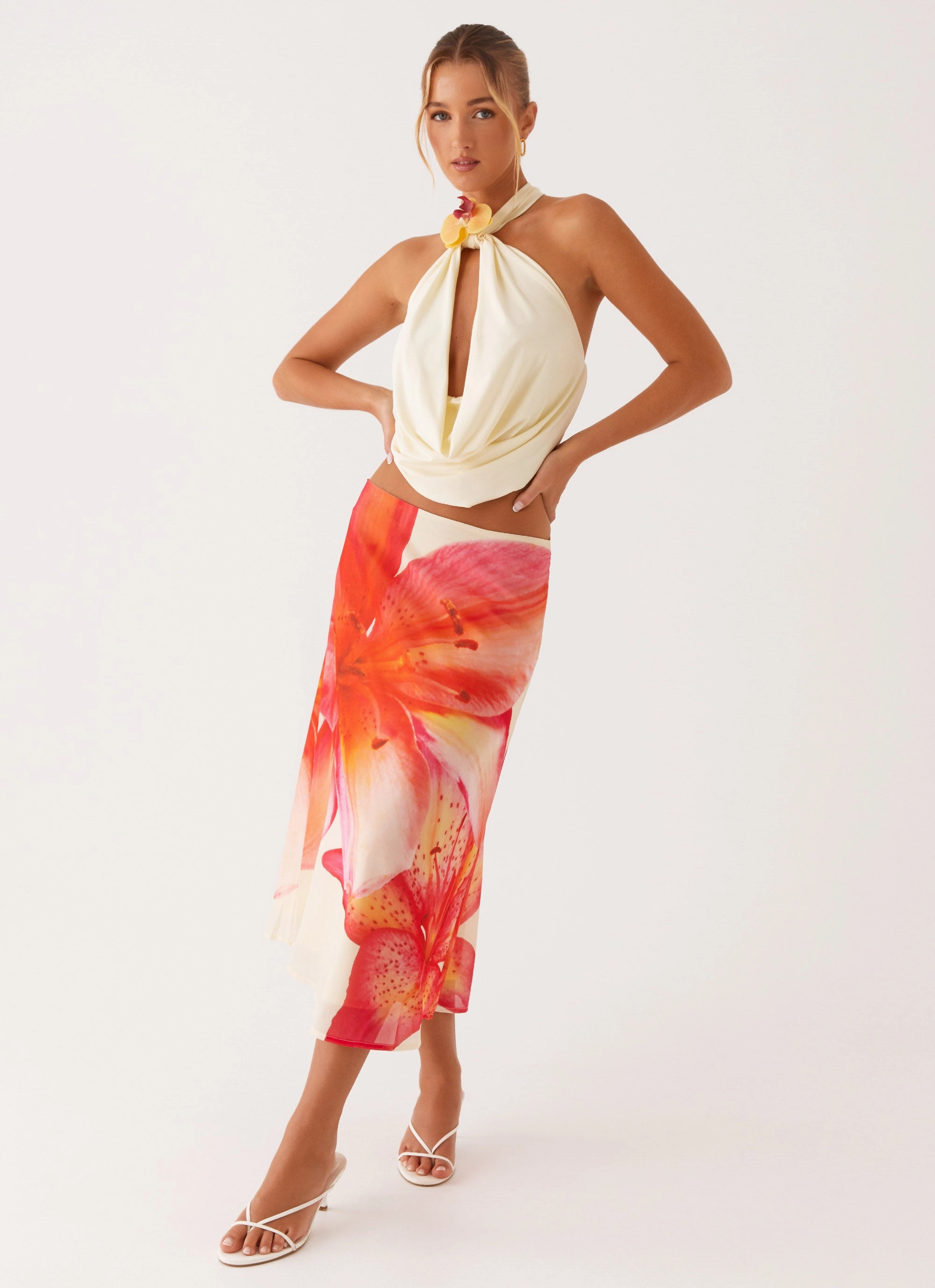 Outfit Ideas Summertime Midi Skirt - Yellow Floral