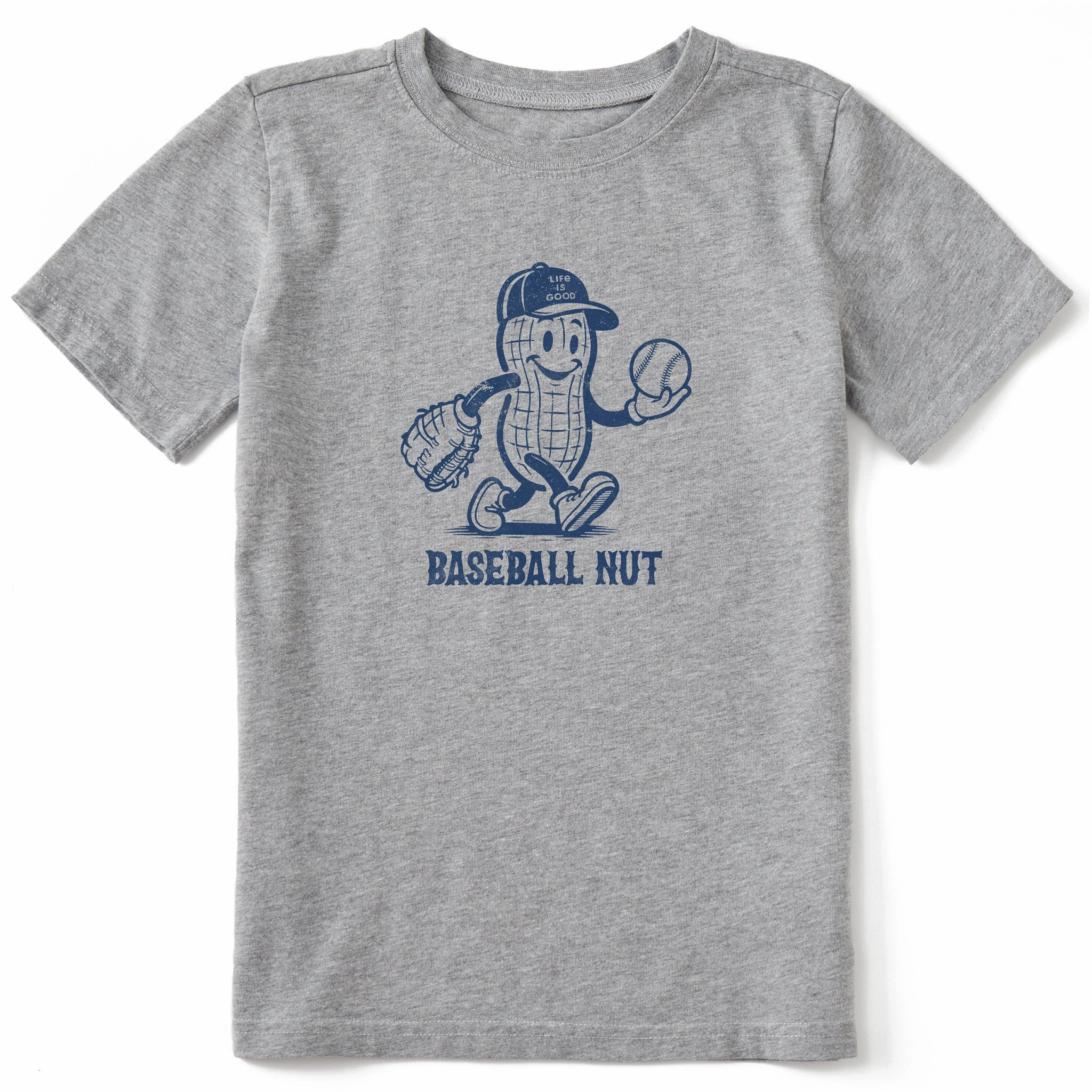 Kids Baseball Nut Short Sleeve Crusher Tee Smooth Neckline Simple Look