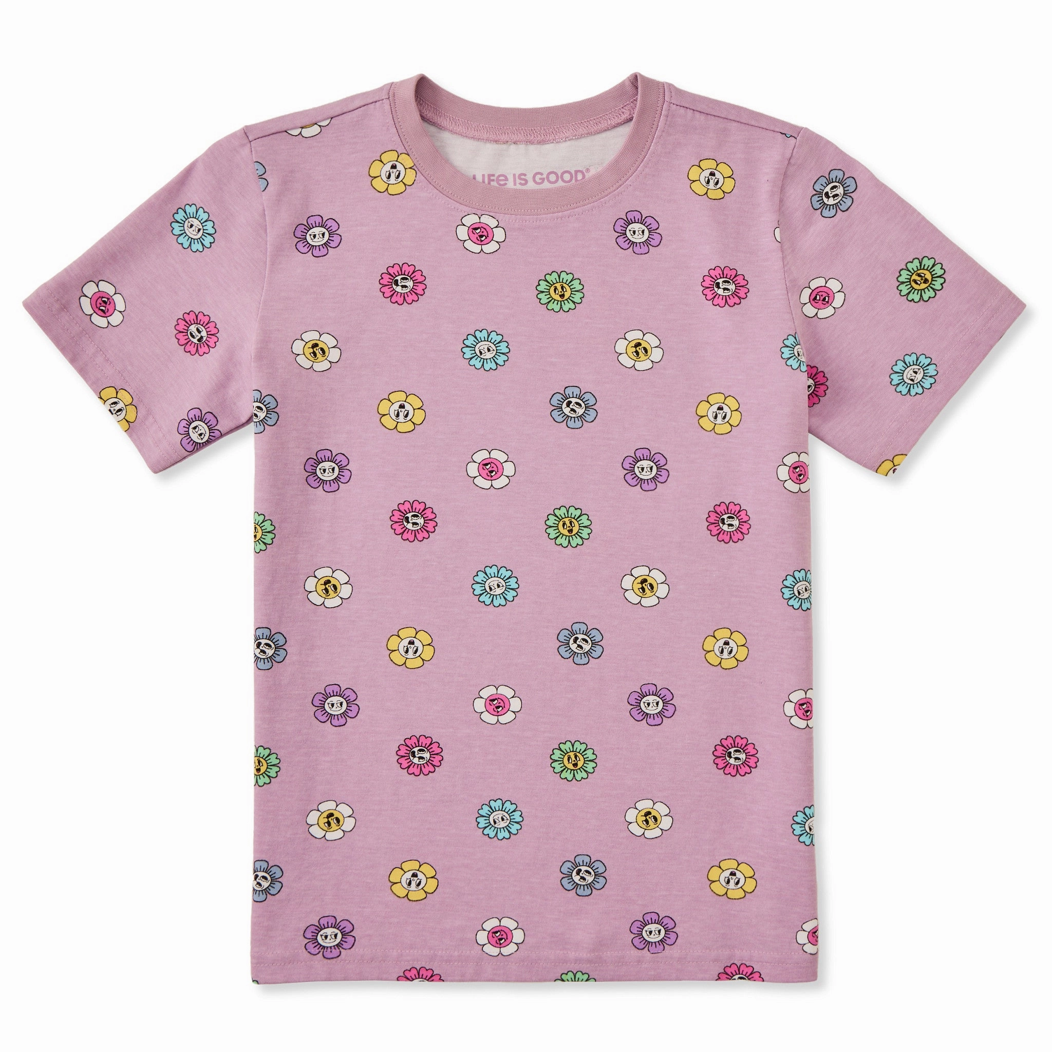 Toddler Smiling Daisy Pattern Short Sleeve Crusher Tee Modern Simplicity Easter