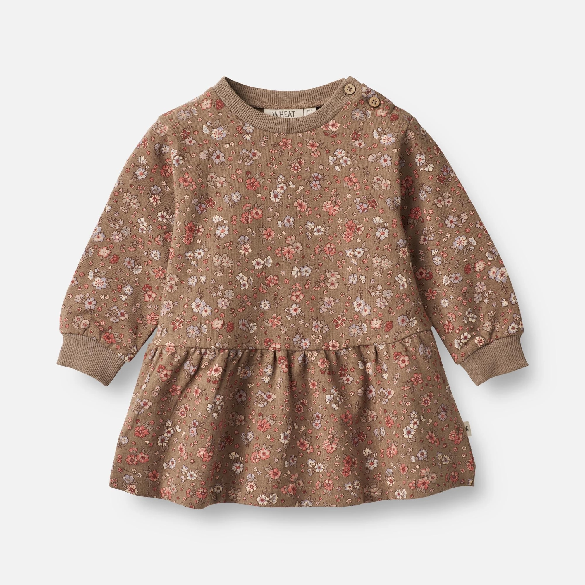 Sweat Dress Zenia | Baby - cocoa brown meadow Applique-Detail