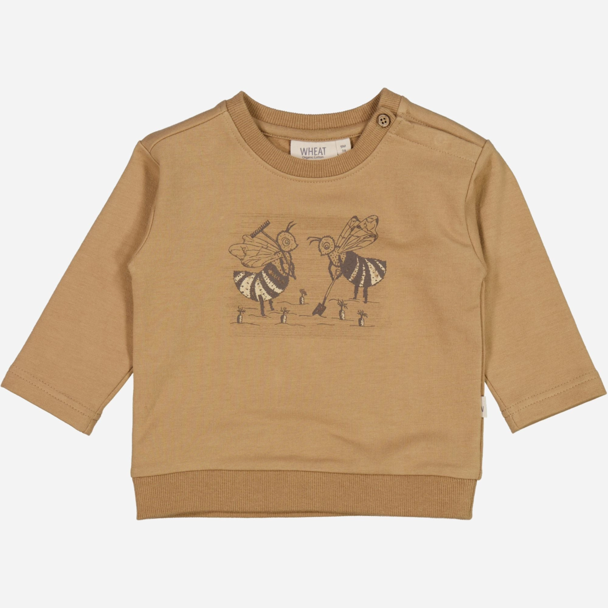 Wrinkle-Resistant Short Sleeve Sweatshirt Garden Bee | Baby - cappuccino