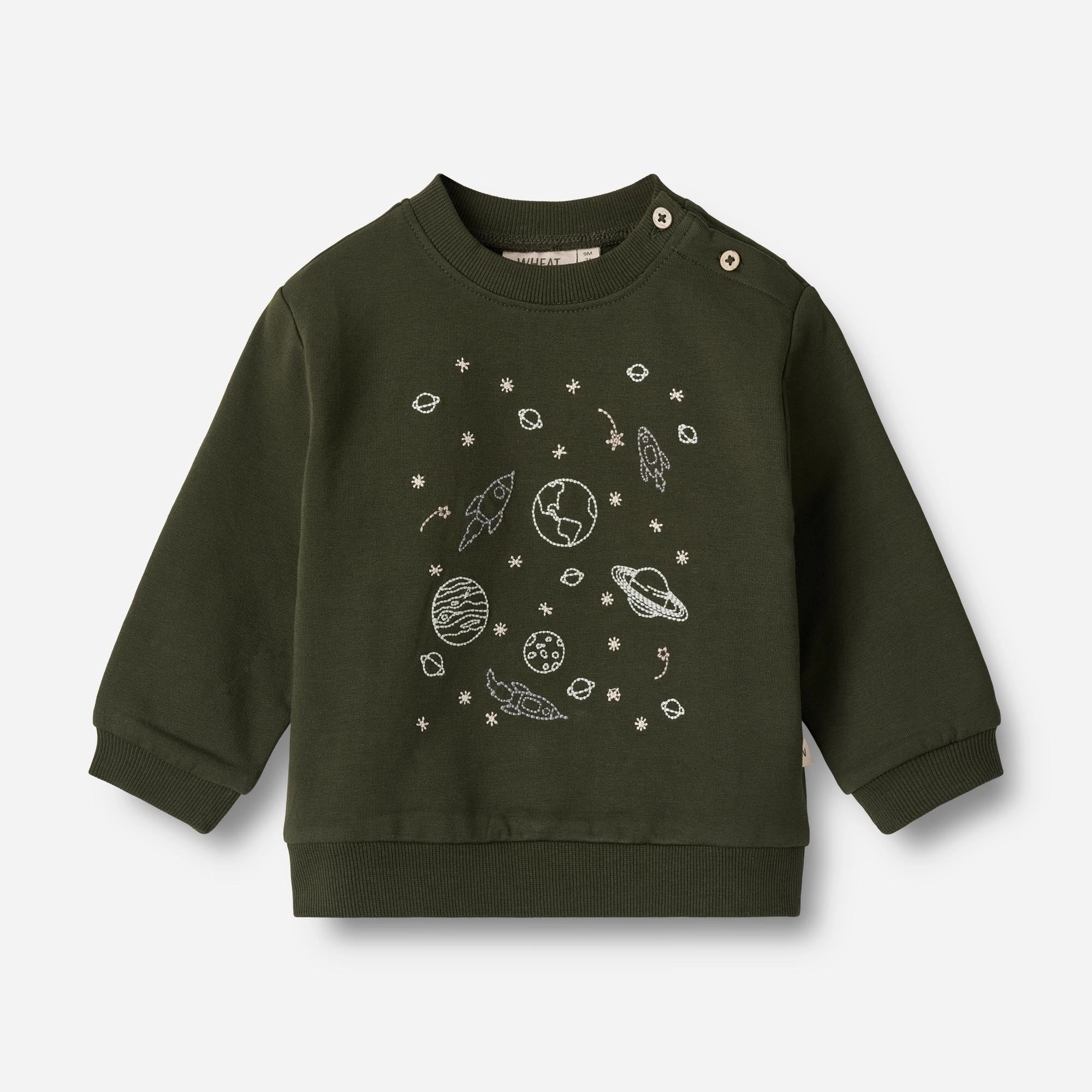 Sweatshirt Space Embroidery | Baby - deep forest nautical print