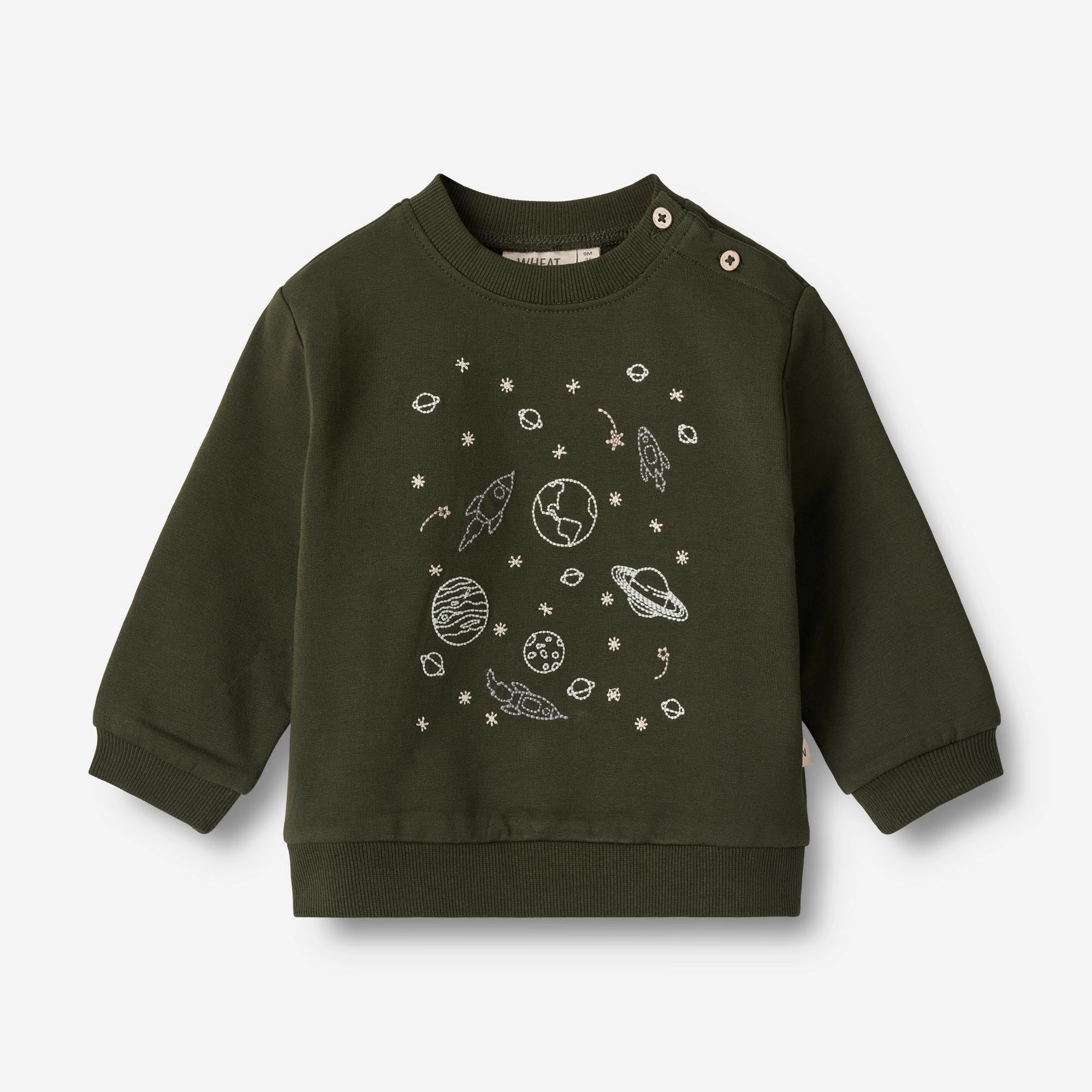 kids Sweatshirt Space Embroidery | Baby - deep forest