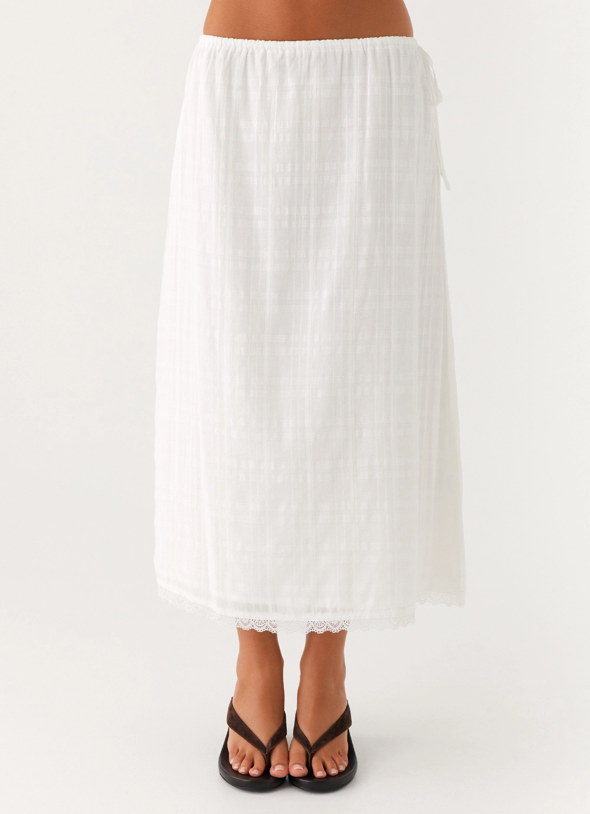 Modern Design Soft Outfit Sweet Lullaby Midi Skirt - White