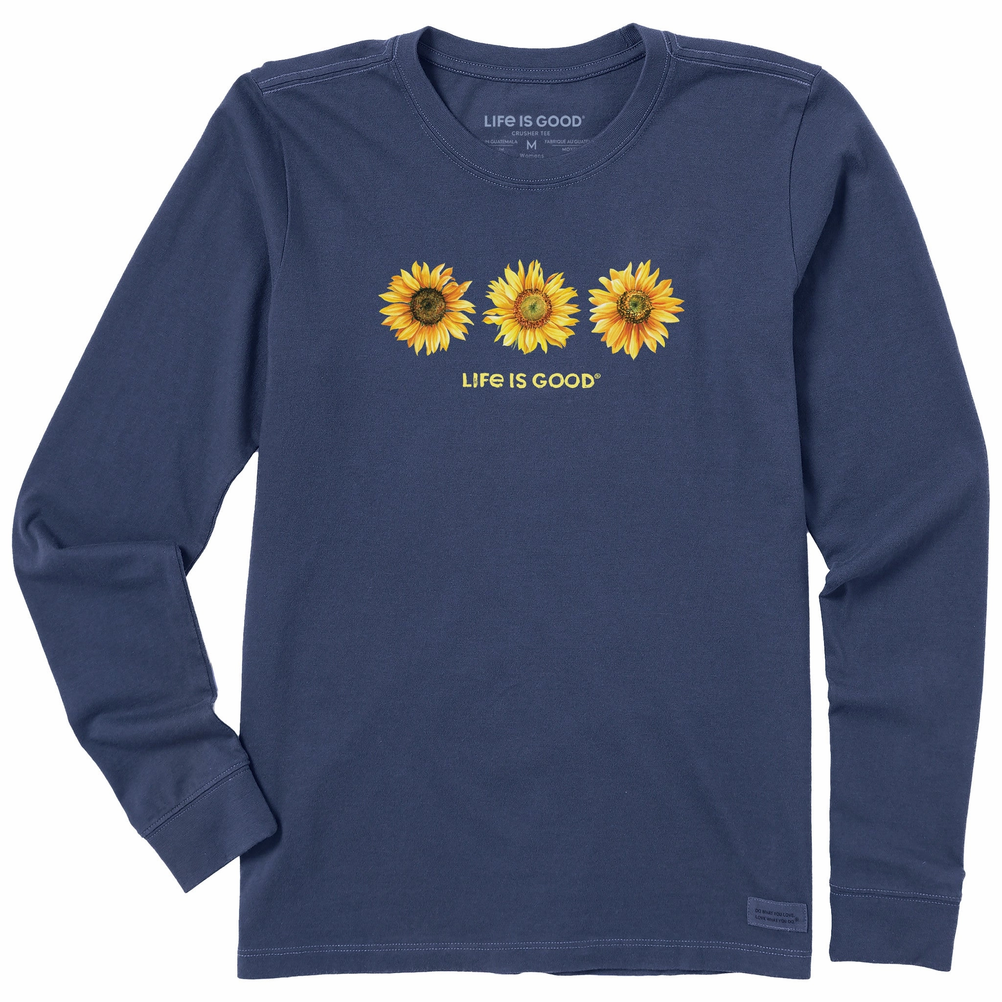Women's 3 Sunflowers Long Sleeve Crusher Tee Casual Essential