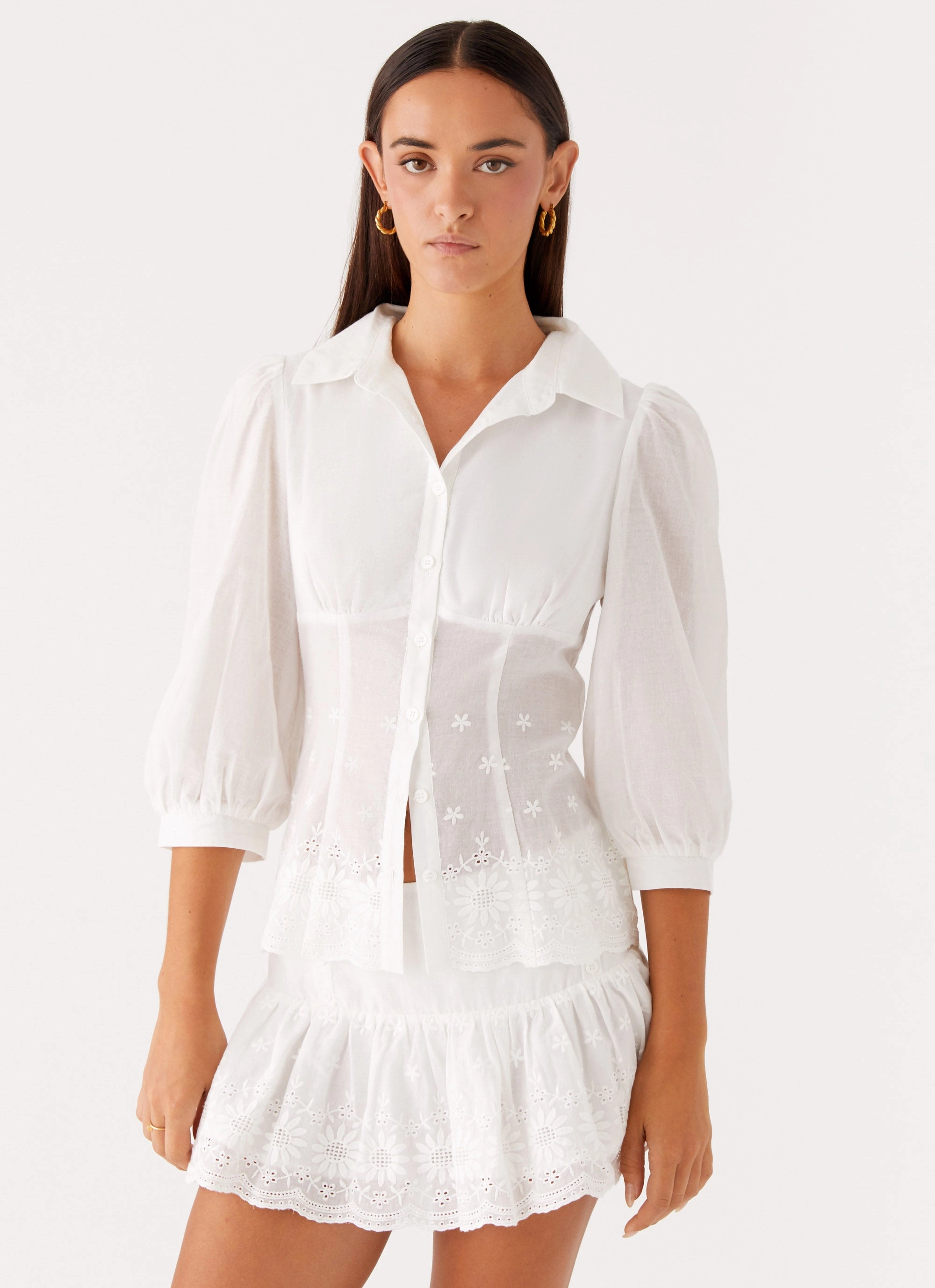 Glamorous Appeal Sync Love Broderie Mini Skirt - White