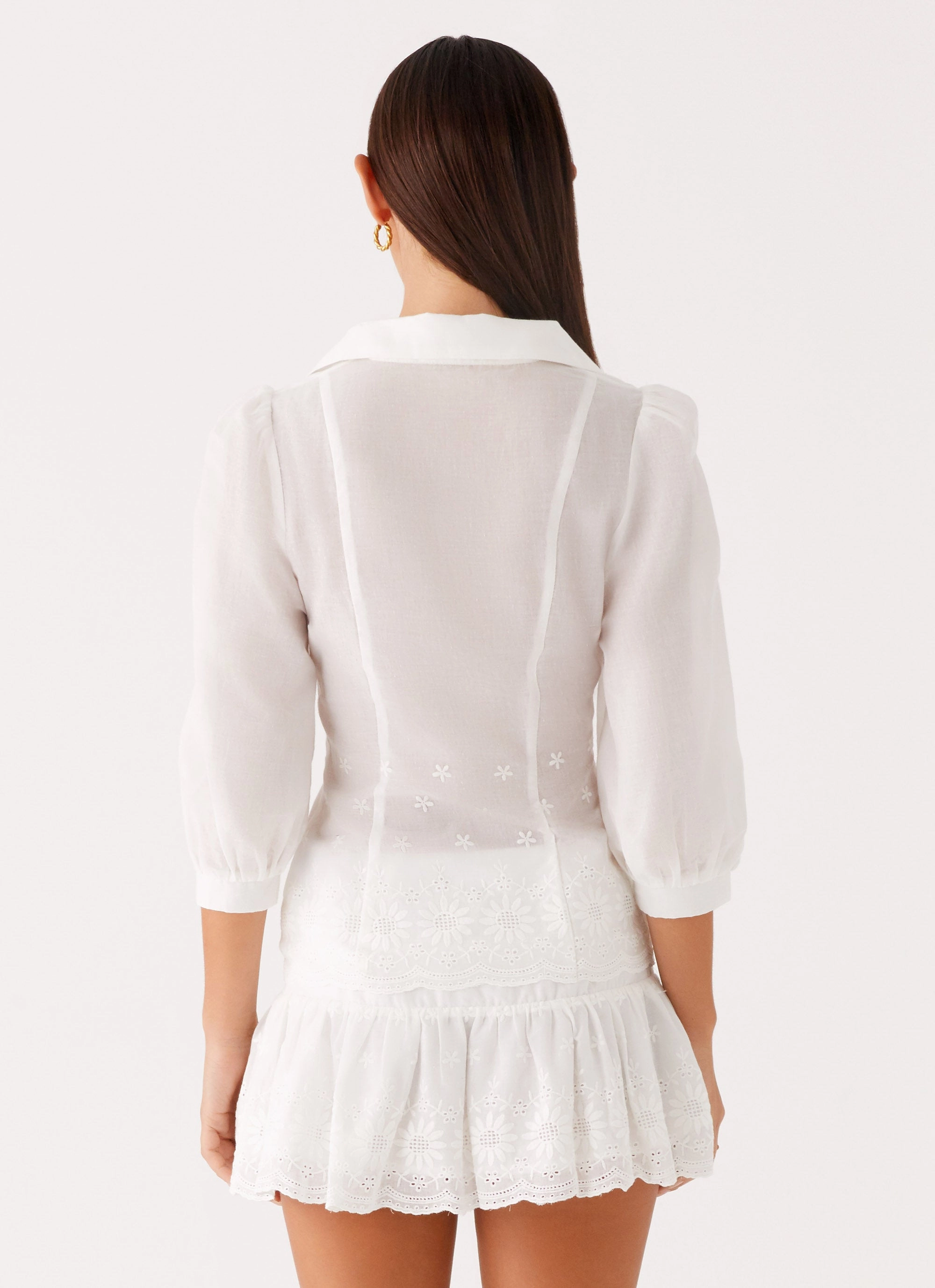 Sync Love Broderie Mini Skirt - White Chic Tones Layered Look