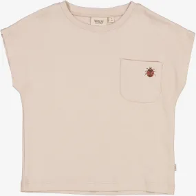 T-Shirt Ladybug Embroidery - pale lilac Versatile Layer Chic Comfort