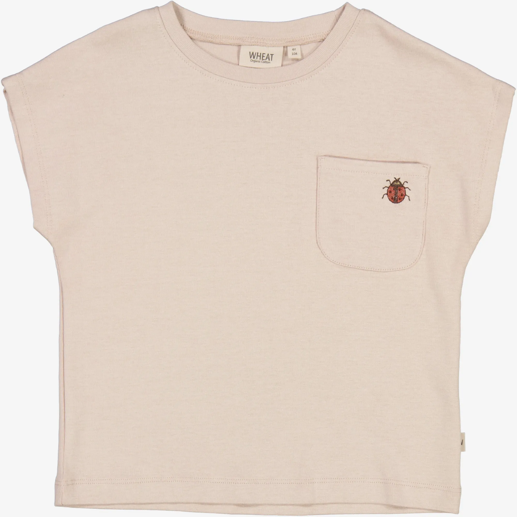 Ribbed collar T-Shirt Ladybug Embroidery - pale lilac