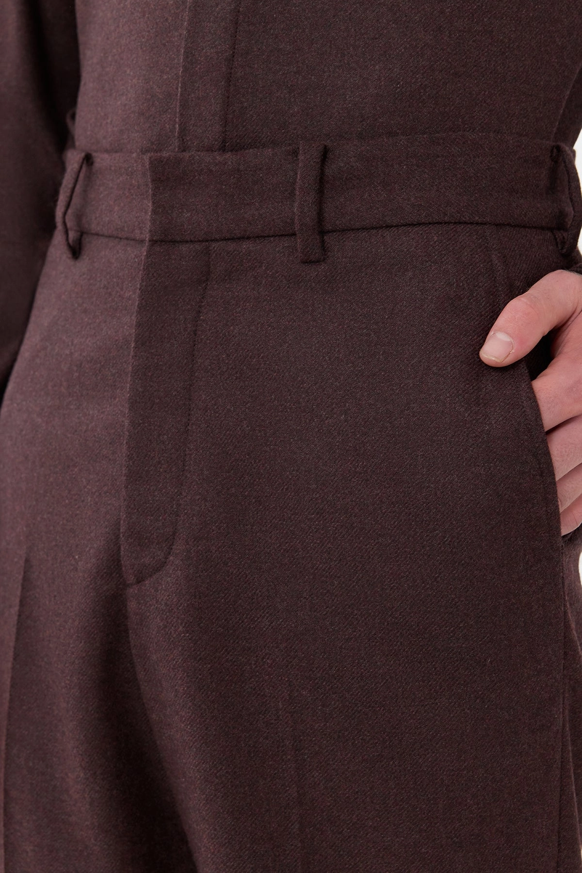 Harold Trouser in Burnt Sienna Wool Cashmere Flannel Active Appeal Modern Cut